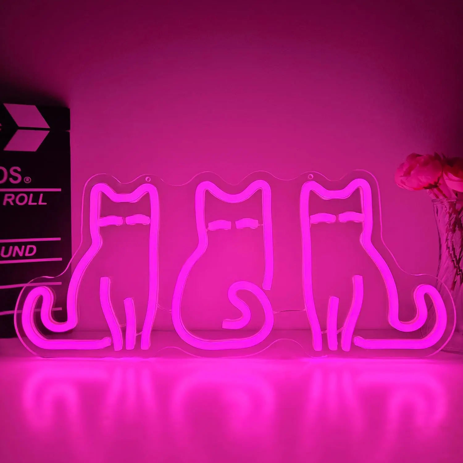 Home Decor Theme - Neonowa tabliczka z motywem kota, zasilana