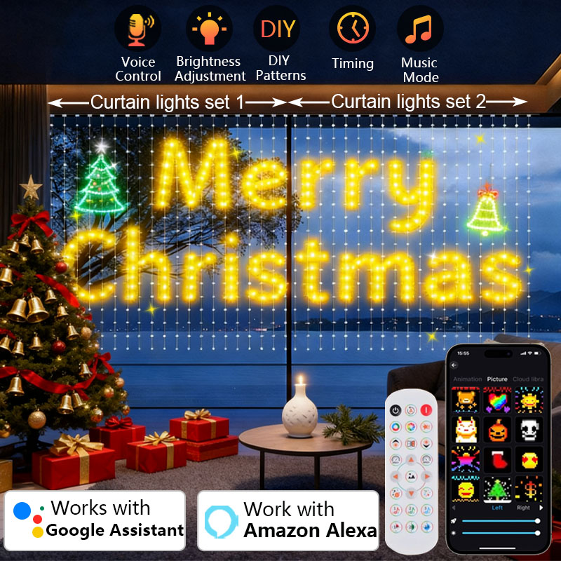 Home Decor Free App - 1/2 SZT. 400 LED Inteligentne Kurtyny