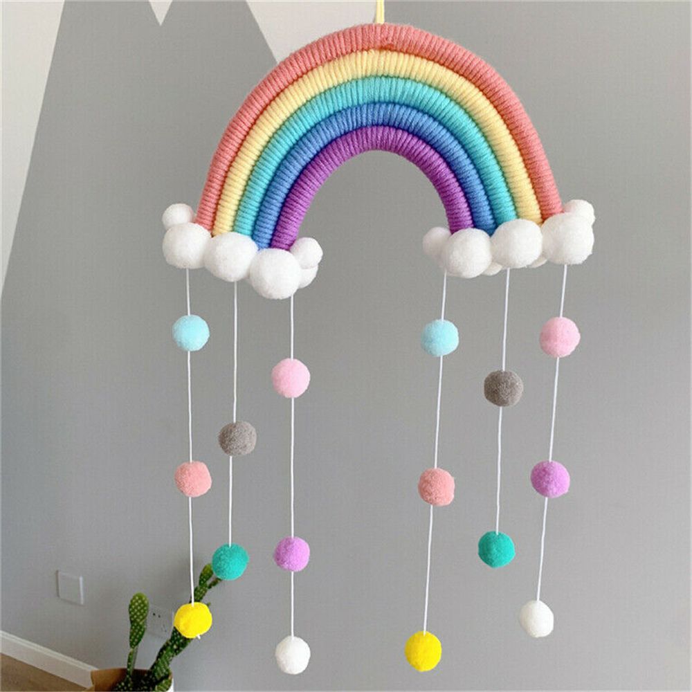 Home Decor Y2K - Ręcznie tkane pięć pasm tęczowych chmur